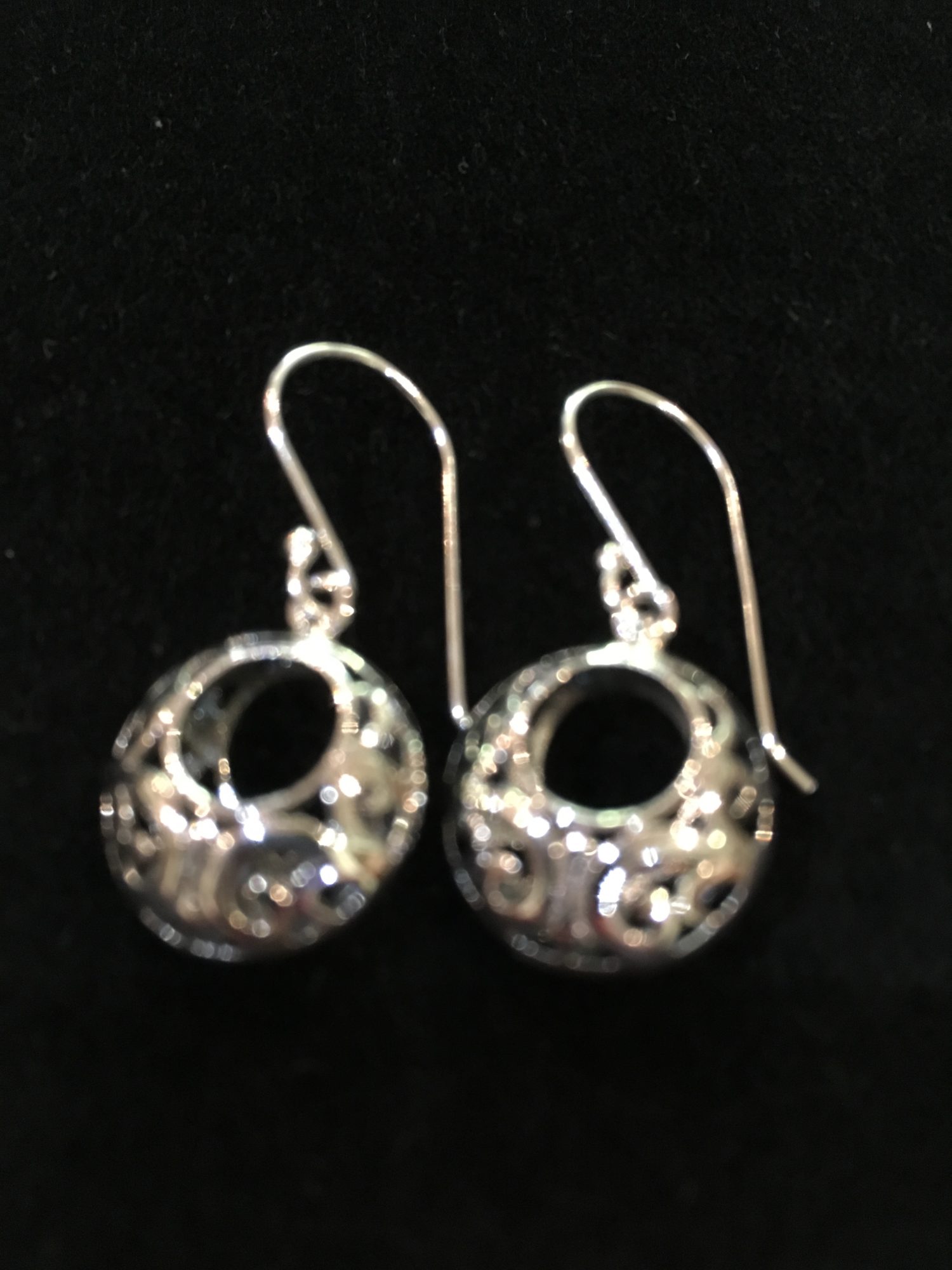 Ornate Sterling Silver Hoop Drop Earrings - Gorgeous Gems