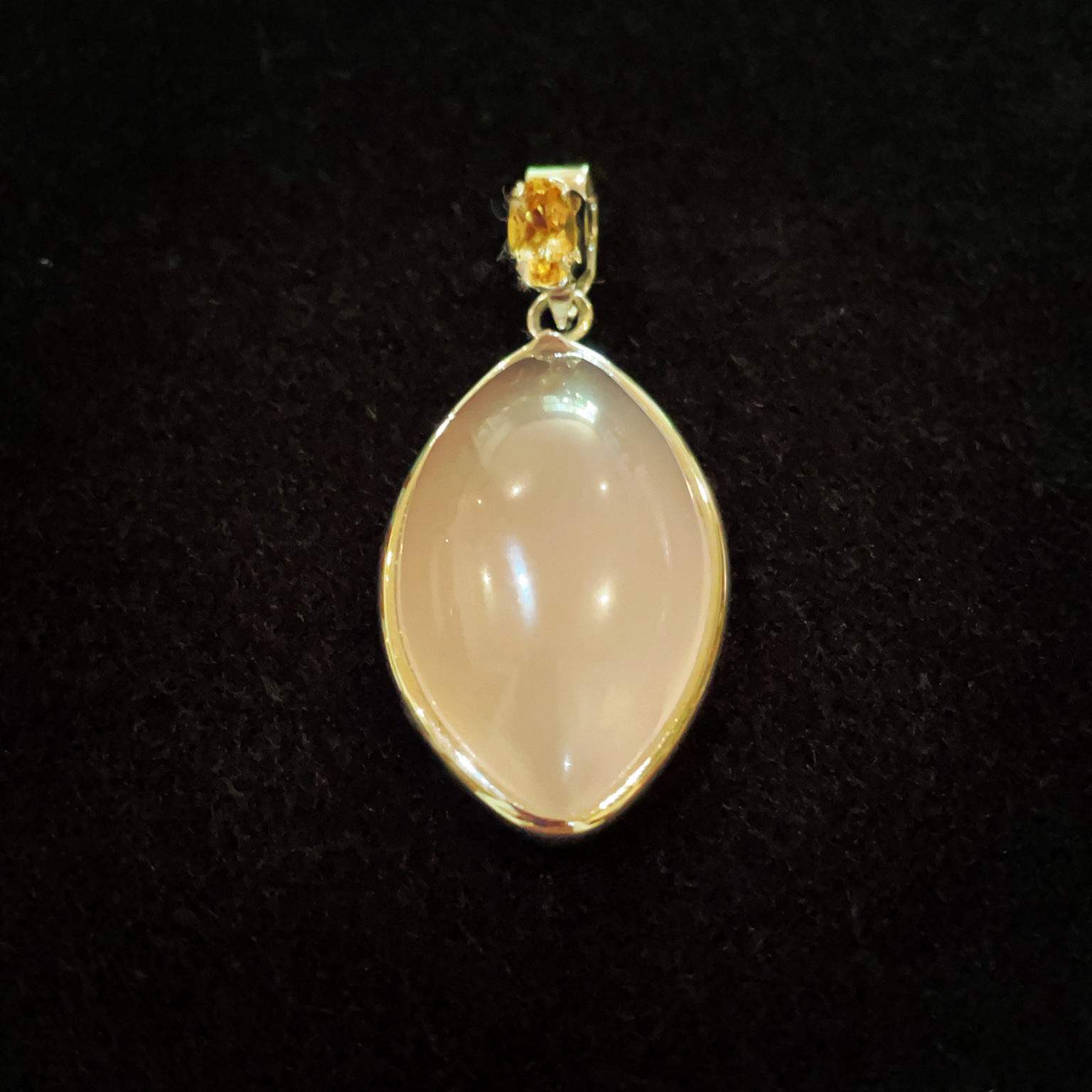 Rose Quartz & Citrine Sterling Silver Pendant - Gorgeous Gems