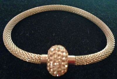 Gold Tone Magnetic Swarovski Crystal Mesh Bracelet ...